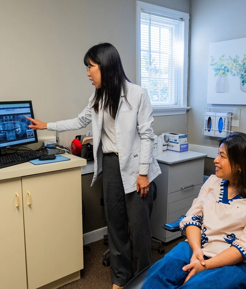 Hopewell Family Dentistry dentist showing patient X-ray